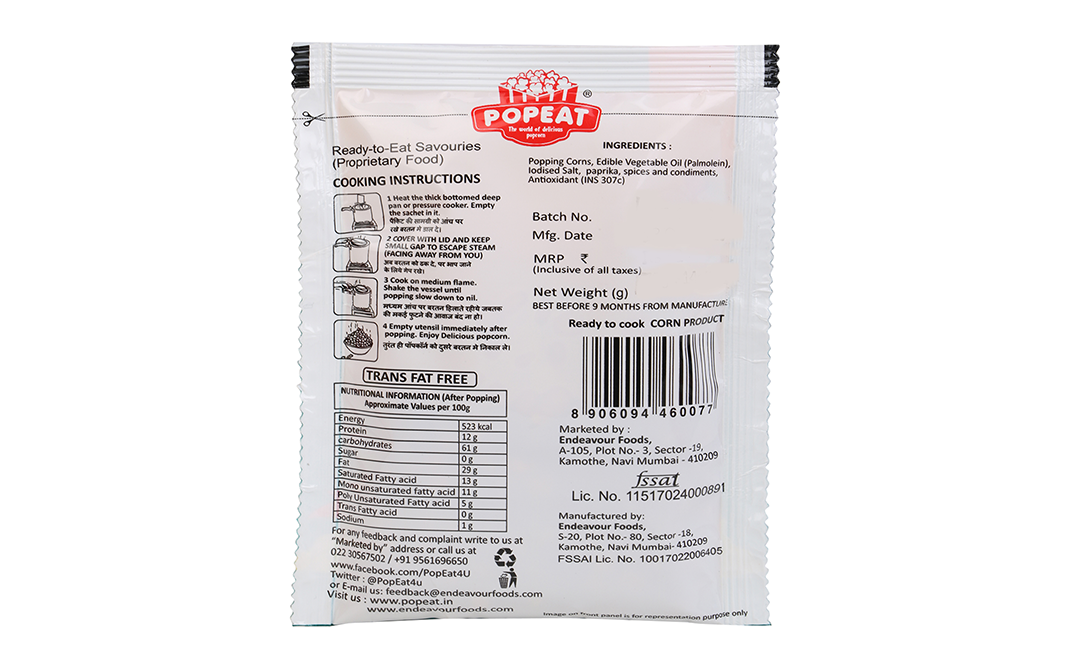 PopEat Delicious Popcorn Sizzling Barbeque Flavour   Pack  90 grams